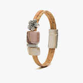 Bracelet in Natural Cork with Ceramic and Silver Details